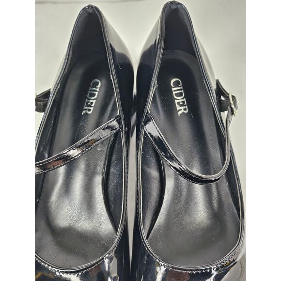 CIDER WOMEN'S BLACK PATENT LEATHER CHUNKY 2" HEEL MARY JANE SHOES SIZE 39 US 8.5 - Picture 8 of 11